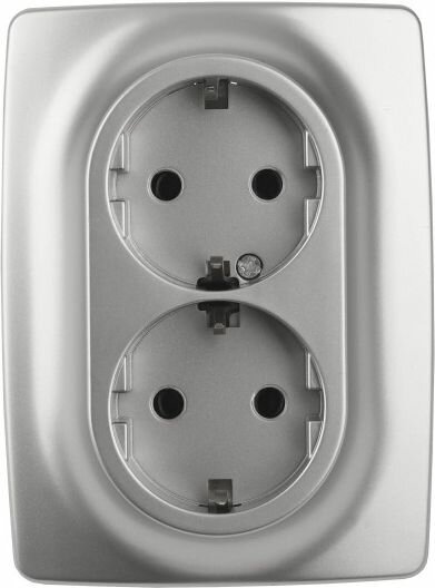 12-2108-03 ЭРА Розетка 2X2P+E Schuko со шторками, 16A-250В, IP20, Эра12, алюмини
