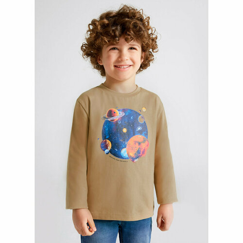 фото Футболка mayoral, размер 5 лет (110 см), бежевый