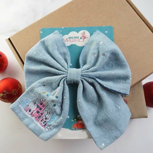 Бант для волос с вышивкой для девочки, бант для волос ручной работы