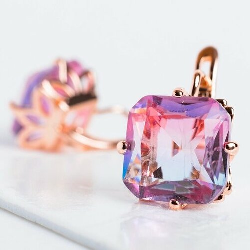 Серьги FJ Fallon Jewelry, фианит, размер/диаметр 16 мм, розовый, фиолетовый