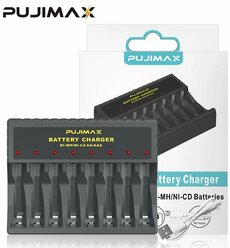 Зарядное устройство для аккумуляторов PUJIMAX для AA и AAА с 8 слотами и дисплеем