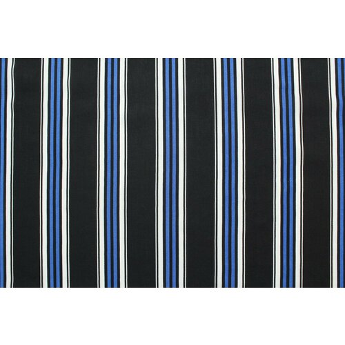 Ткань Вискоза плательная чёрно-бело-синяя полоска, ш140см, 0,5 м ткань вискоза плательная тропические листья в изумрудных тонах ш140см 0 5 м