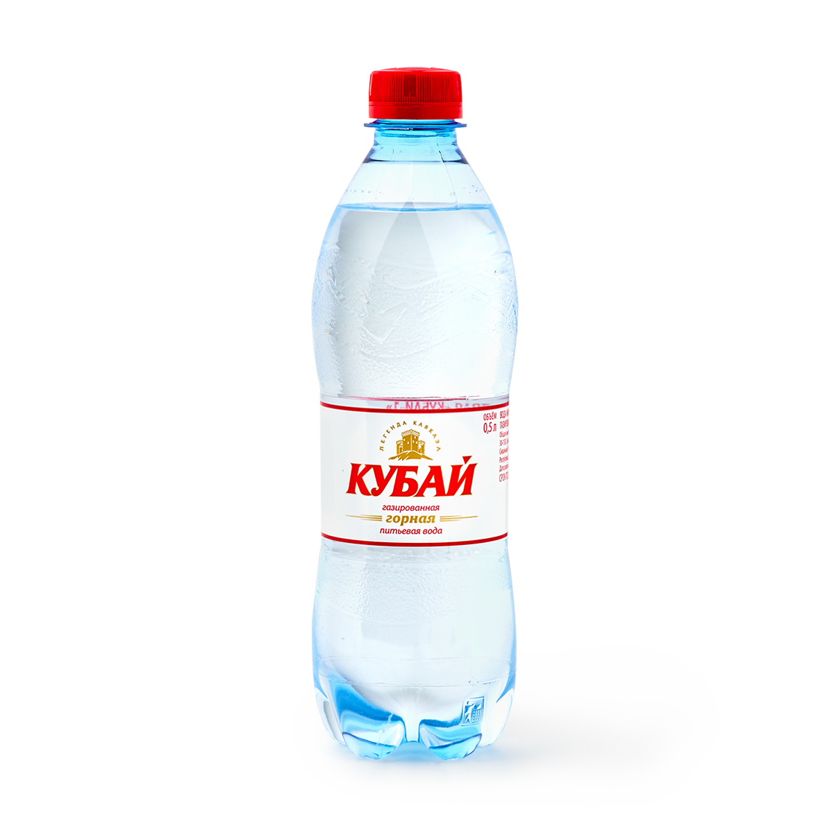 Вода "Кубай", газированная, в прозрачной пластиковой бутылке, 0,5 л