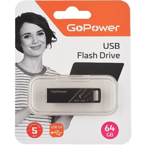 Флешка GoPower Titan 64 Гб usb 3.0 Flash Drive - металлический корпус