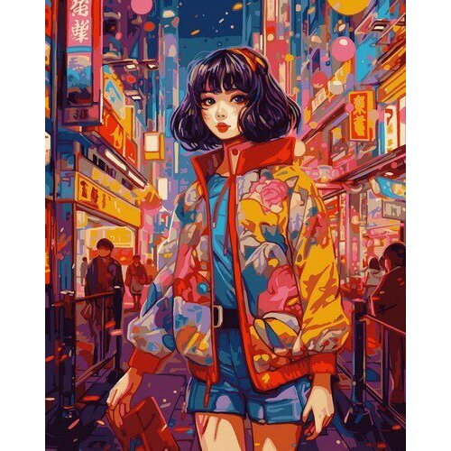 Набор д/творчества LORI Картина по номерам холст на подрамнике Японский переулок 40х50см Рх-160