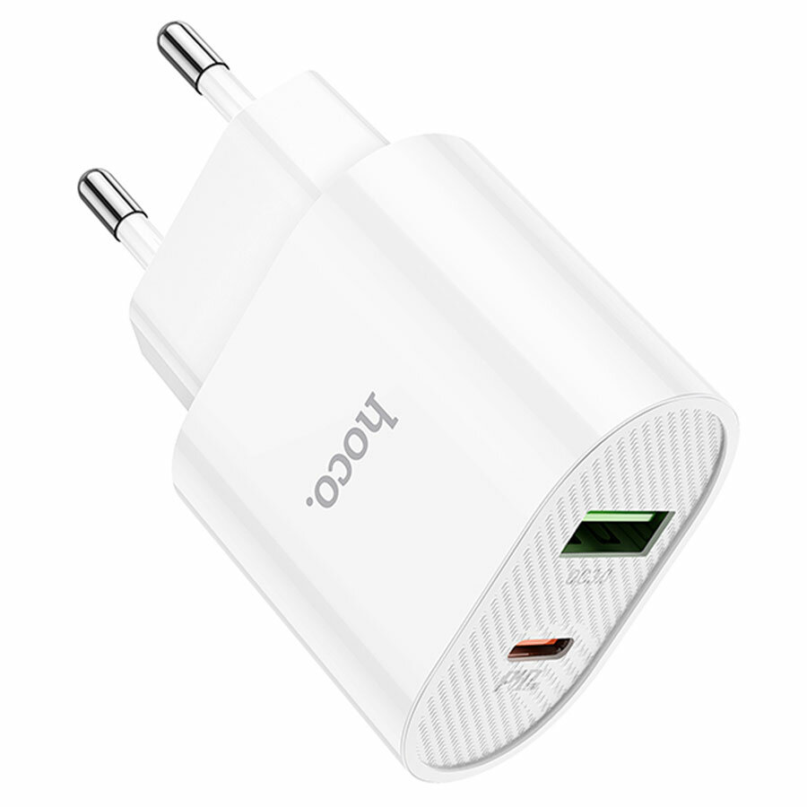 Сетевое зарядное устройство HOCO C95A Lineal 1xUSB + 1xUSB-C, 3A, 20W, белый