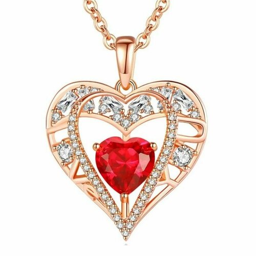 Колье ожерелье с кулоном в виде сердца с кристаллами. Цепочка 50 см., длина 50 см