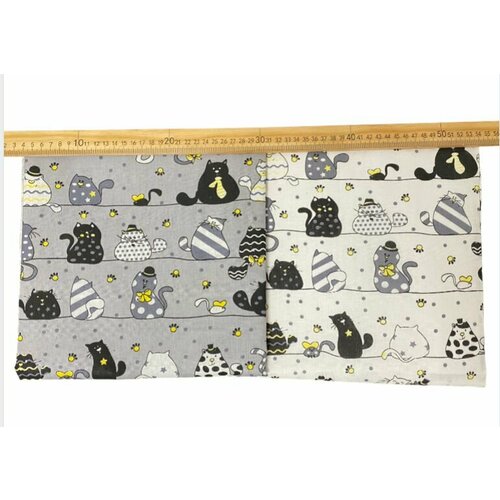Ткань для шитья / баса / Коты в шляпах 2шт 1 м х 1,5 м