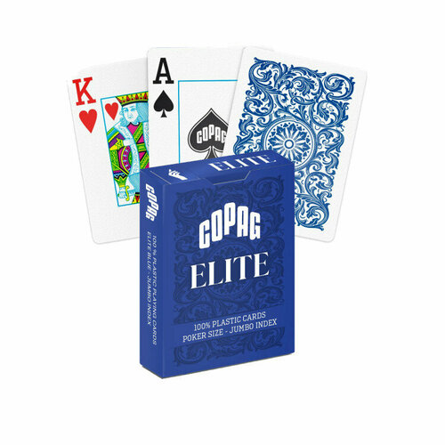 Игральные карты пластиковые Copag Elite Jumbo Index, синие 1 колода игральные карты texas holdem jumbo index 100% пластик красные