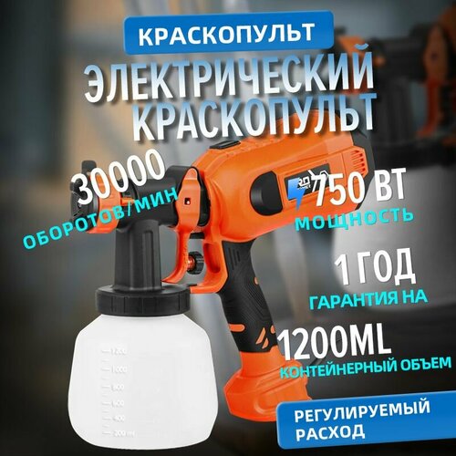 Краскопульт электрический PROSTORMER PSASG1000 750 Вт 1200 мл управление потоком 3499₽
