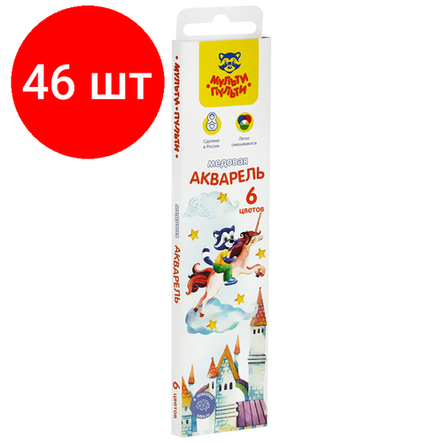 Комплект 46 шт, Акварель Мульти-Пульти Енот в сказке, медовая, 06 цветов, без кисти, картон, европодвес