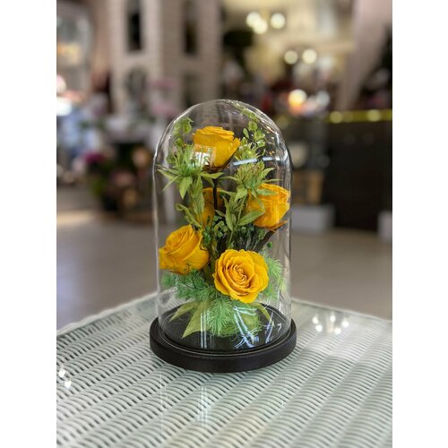 Желтые розы в колбе | Стабилизированные цветы