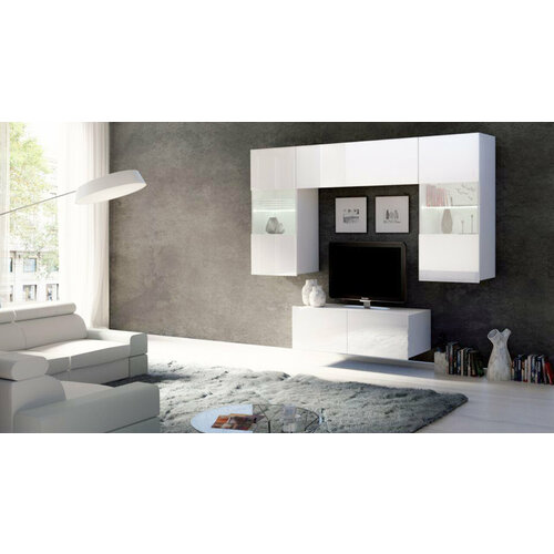 Модульная гостиная Порту 10 МДФ белая 195x43 27500₽