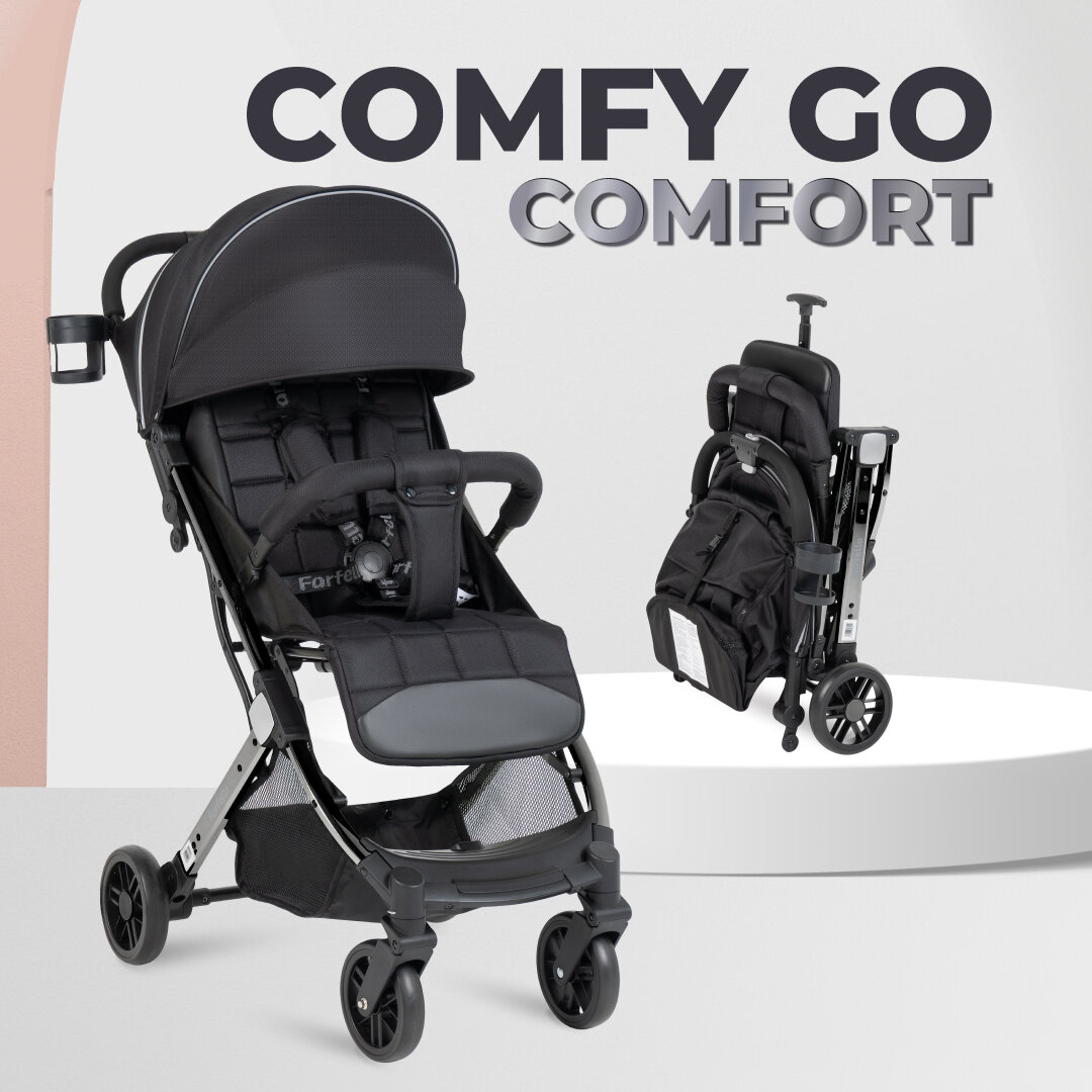 Коляска прогулочная складная Farfello Comfy Go Comfort Chrome, черный