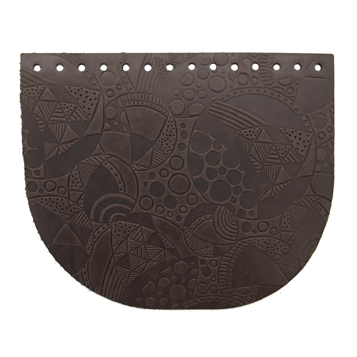 Крышечка для сумки Абстракция с кругом, 20,4см*17,2см, дизайн №2004, 100% кожа (темно-коричневый)