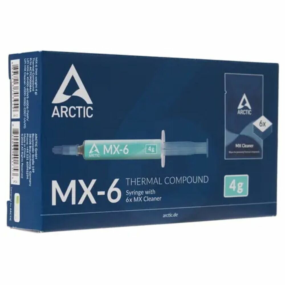 Термопаста Arctic Cooling Arctic MX-6 (шприц 4 гр.) with 6pcs MX Cleaner ACTCP00084A — фото 1