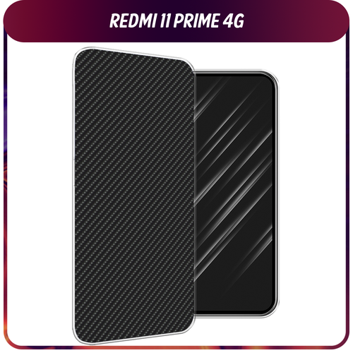 Силиконовый чехол на Xiaomi Redmi 11 Prime 4G / Сяоми Редми Прайм 11 4G Черный карбон силиконовый чехол на xiaomi redmi 11 prime 4g сяоми редми прайм 11 4g черно белый узор