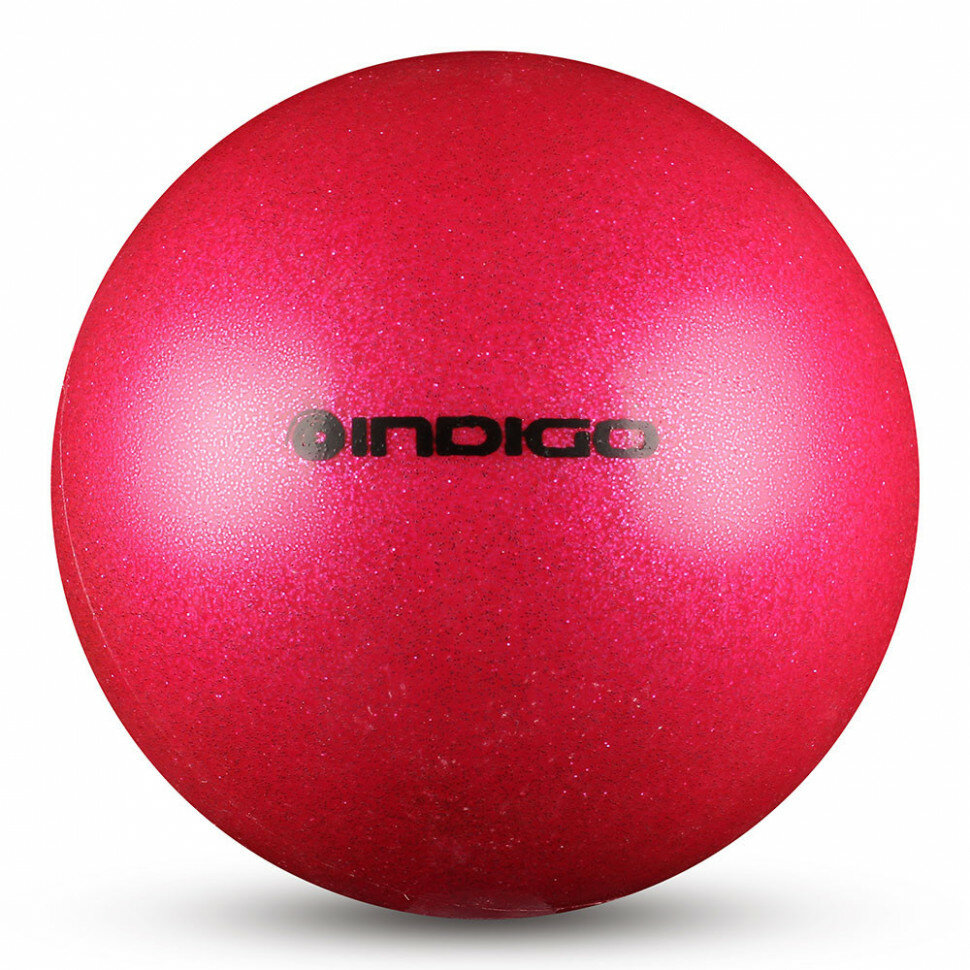 Мяч для художественной гимнастики INDIGO IN119-PI, 15 см, ПВХ, розовый металлик с блестками