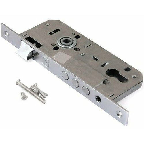 Цилиндрический замок 2600-CR хромированного типа из оцинкованной стали с ответной планкой и накладкой Высококачественная защита от проникновения в помещение посторонних лиц 2930₽