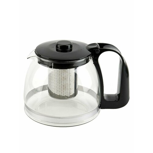 Чайник заварочный с ситом стеклянный 1250 мл черный, белый, серый