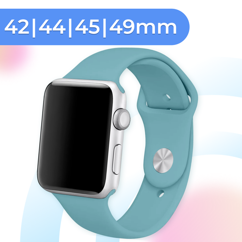 Силиконовый ремешок для умных часов Apple Watch 42-44-45-49 mm / 13,5 см / Спортивный сменный браслет для смарт часов Эпл Вотч 1-9, SE серии / Cactus ремешок для apple watch 42 44 45 49 mm силиконовый цвета шартрез