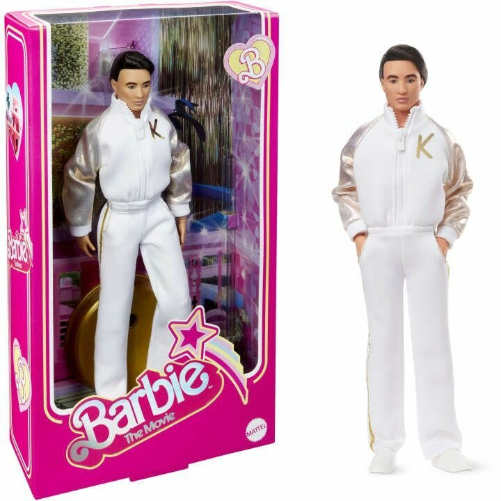 Barbie the Movie Collectible Ken Doll In White And Gold Tracksuit - Коллекционная кукла Кен в бело-золотом спортивном костюме HPK04