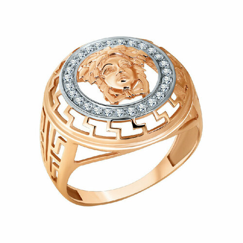 Кольцо АЛЕКСАНДРА, красное золото, 585 проба, фианит, размер 19.5, золотой, красный