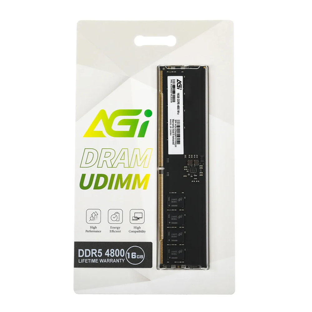 Оперативная память AGI DDR5 16GB 4800MHz RTL PC5-38400 CL40 DIMM 288-pin 1.1В single rank Ret