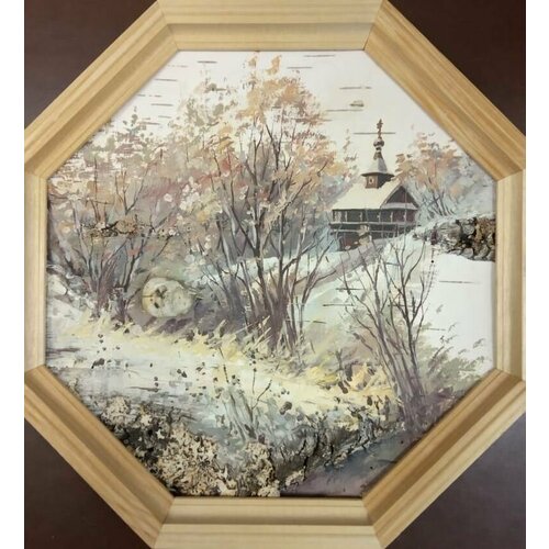 КартинаЦерковка шестигранная 22х225 см береста масло авторская работа 2500₽