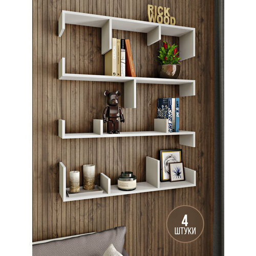 Стеллаж деревянный книжный стеллаж этажерка стеллаж навесной стеллаж для книг набор полок Rick Wood цвет Белый 5900₽