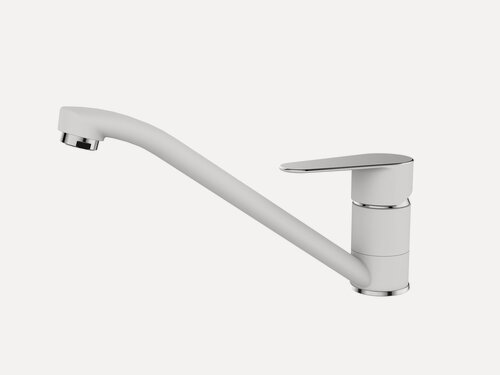 Изображение товара Смеситель для кухни/раковины с поворотным изливом белый латунный / гарантия 5 лет