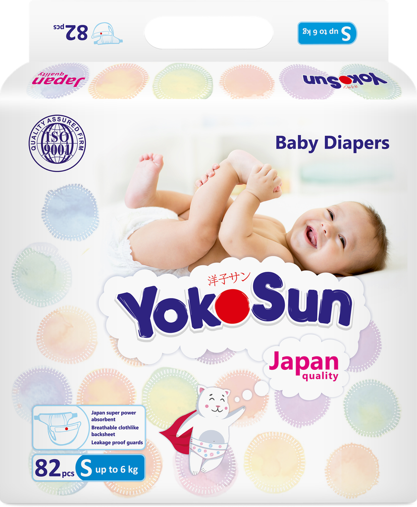 Подгузники детские YOKOSUN S до 6кг, 82шт