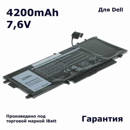 Аккумулятор iBatt 4200mAh, для K5XWW аккумулятор батарея для ноутбука dell latitude 7389 k5xww 7 6v 6500 mah