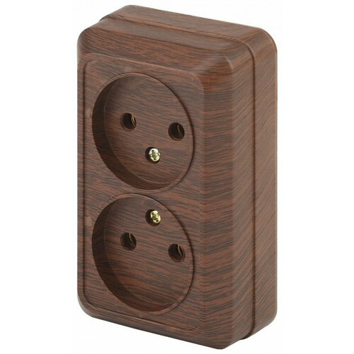 Intro Розетка Quadro 2-203-10 двойная без заземления 2х2P, 16А-250В, IP20, ОУ, Quadro, венге Б0053796 (100 шт.)