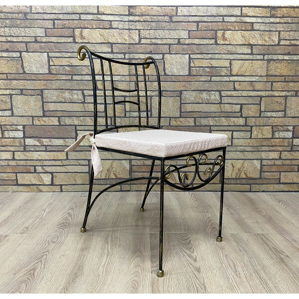 фото Стул Клементина кованый размер: 41 х 51 см, цвет черный + патина солнечное золото, подушка текстиль