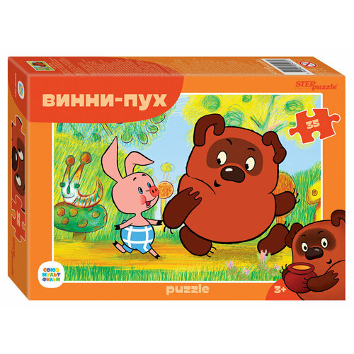 Детский пазл Винни Пух , игра-головоломка паззл для детей, Step Puzzle, 35 деталей мозаики пазл 104 винни пух 82034 step puzzle