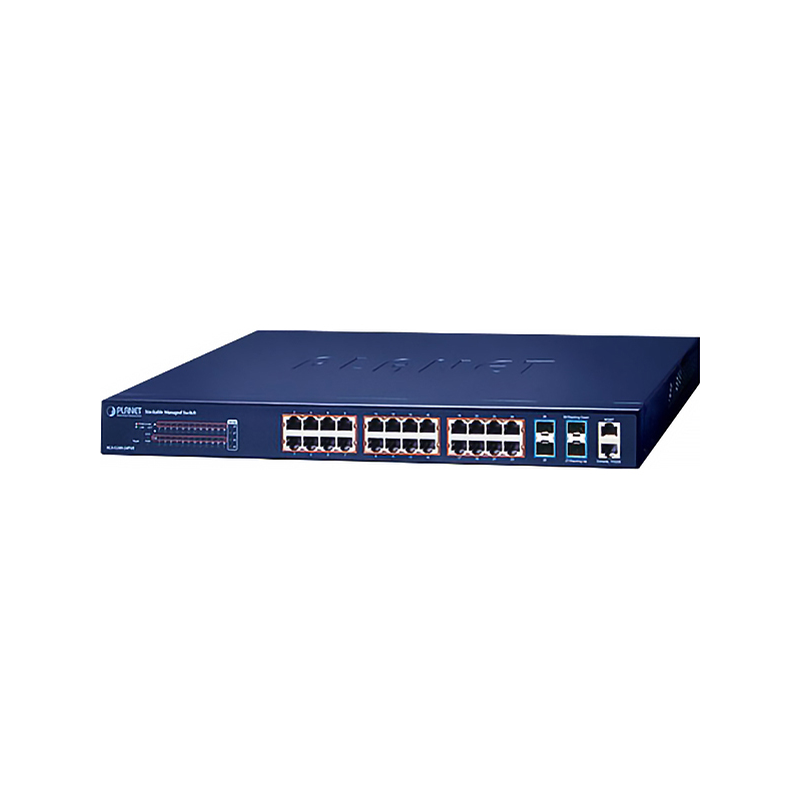 Коммутатор/ PLANET SGS-5240-24P4X L2+ 24-Port 10/100/1000T 802.3at PoE + 4-Port 10G SFP+ Stackable Managed Switch (37