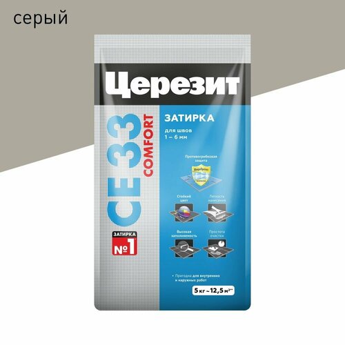 Затирка Церезит CE 33 1-6 мм серая 5 кг 1589₽