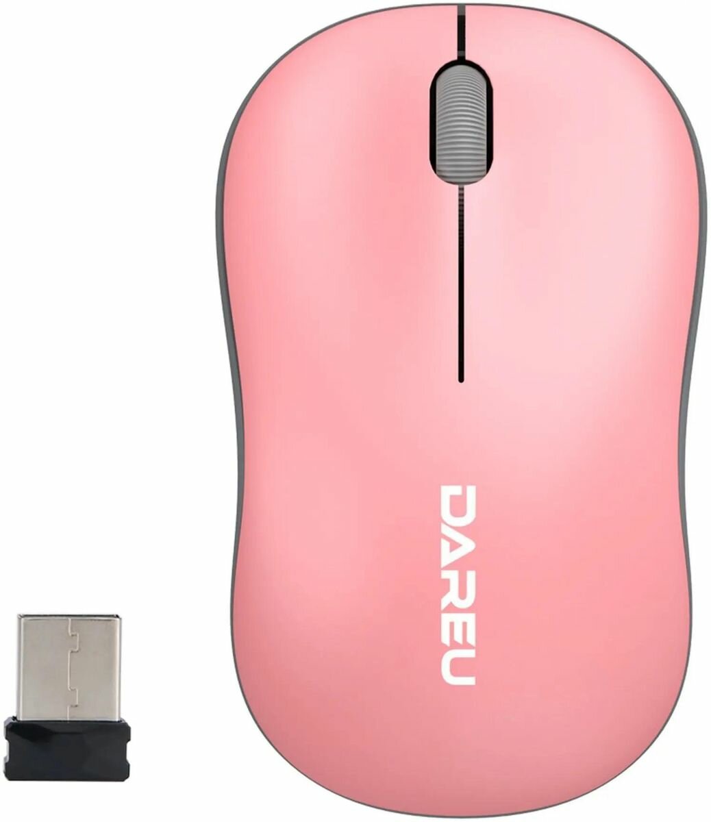 Мышь DAREU LM106G, оптическая, беспроводная, USB, розовый и серый [lm106g pink-grey]