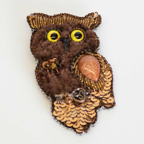 Брошь, коричневый