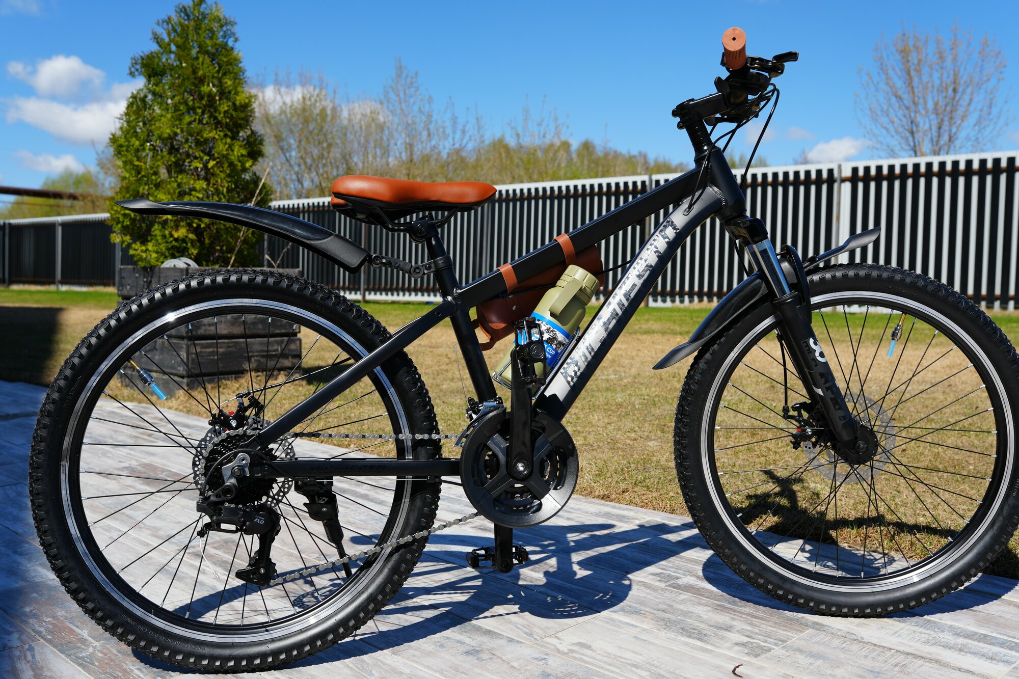 фото Велосипед горный Richiesto 24", алюминиевый, Подростковый детский Унисекс, черный с коричневым матовый