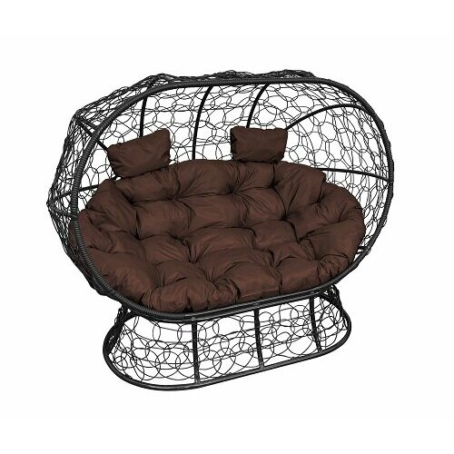 Диван M-group лежебока на подставке с ротангом чёрный коричневая подушка 28050₽