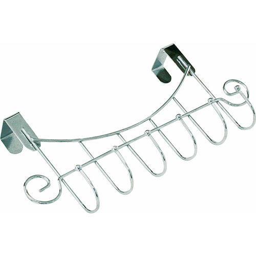 Вешалка AXENTIA с 6-ю крючками, хромированная сталь, на дверь толщиной до 4 см, 32,5 x 16 x 6 см.