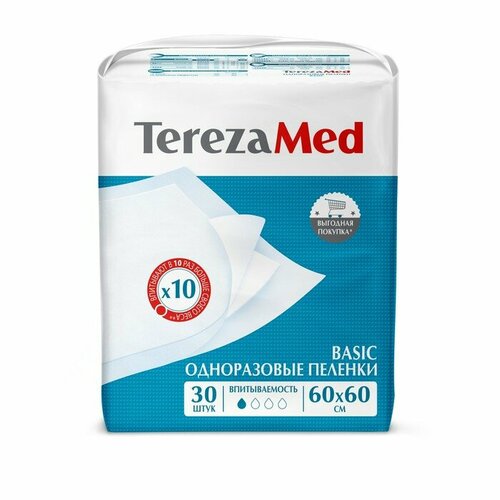 Пеленки одноразовые впитывающие TerezaMed Basic 60 x 60 30 шт 1031₽