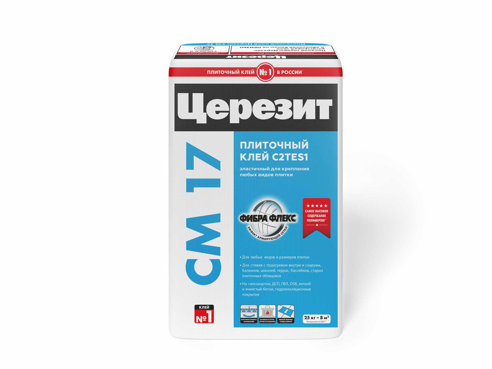Эластичный клей для крупноформатного керамогранита Церезит CM 17 5 кг