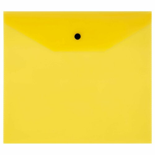 Папка-конверт на кнопке СТАММ А5+, 120мкм, пластик, прозрачная, желтая (30 шт)