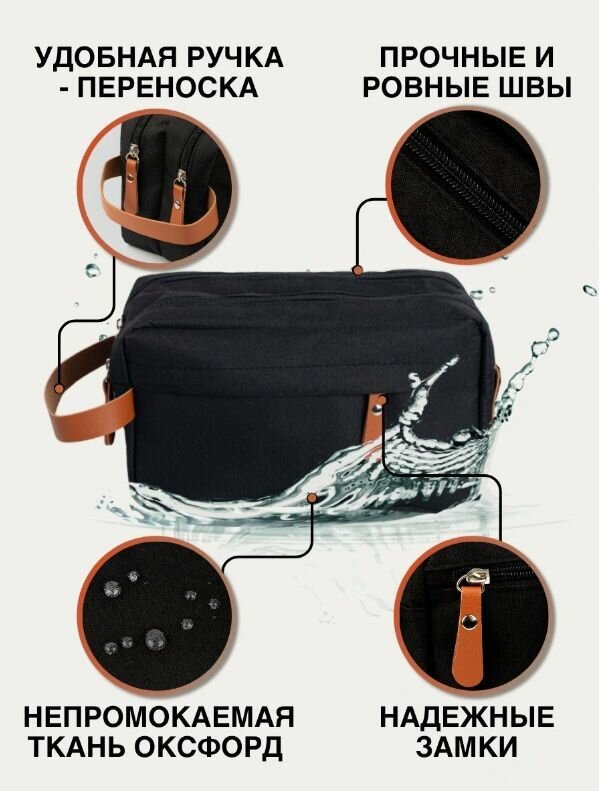 Косметичка Дорожная Для Мужчин Дорожный органайзер Essentials, ширина: 10 см., высота: 15 см., длина: 25 см., , черный