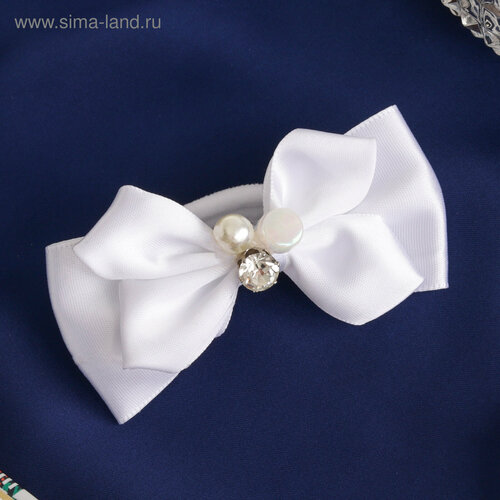 Резинка для волос Школьница двойной бант бусинки 75 см белый 6шт 538₽