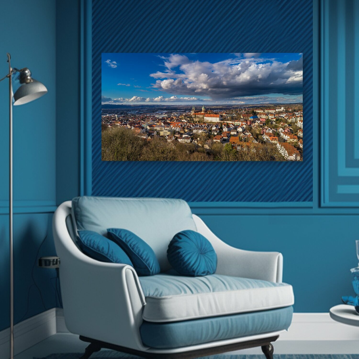 Картина на холсте "Город, панорама, городской ландшафт" на подрамнике 75х40 см. для интерьера