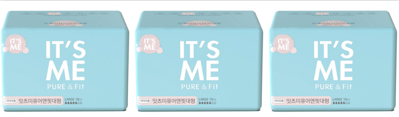 Прокладки женские IT'S ME гигиенические с крылышками, Pure & Fit Pads Large, 280 мм, 5 капель, 10 шт, 3 уп